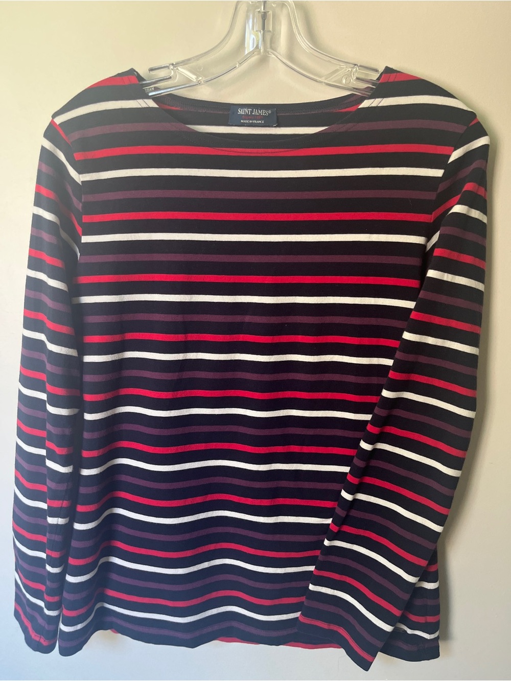 Saint James Black, Red & Cream Striped Breton Tee Size 8